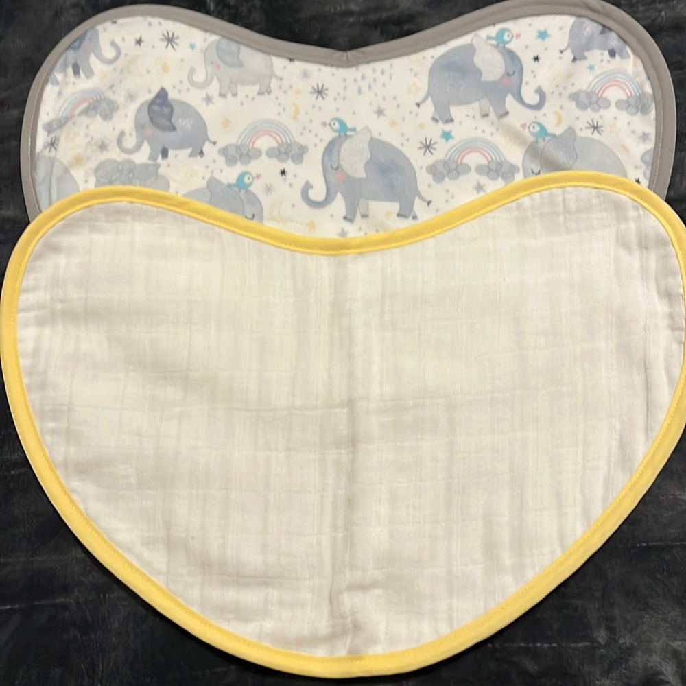 White elephants small baby burp cloth